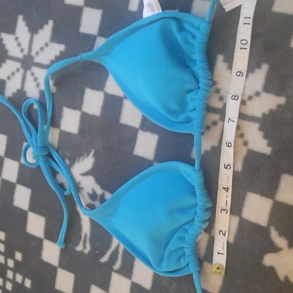 Salt + Cove Macy's NWT Turquoise Halter Triangle Strappy Bikini Top Size Large - Picture 9 of 10